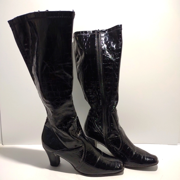 Maurice's Faux Leather Calf high heel boots. Size 10 Black - Picture 2 of 12